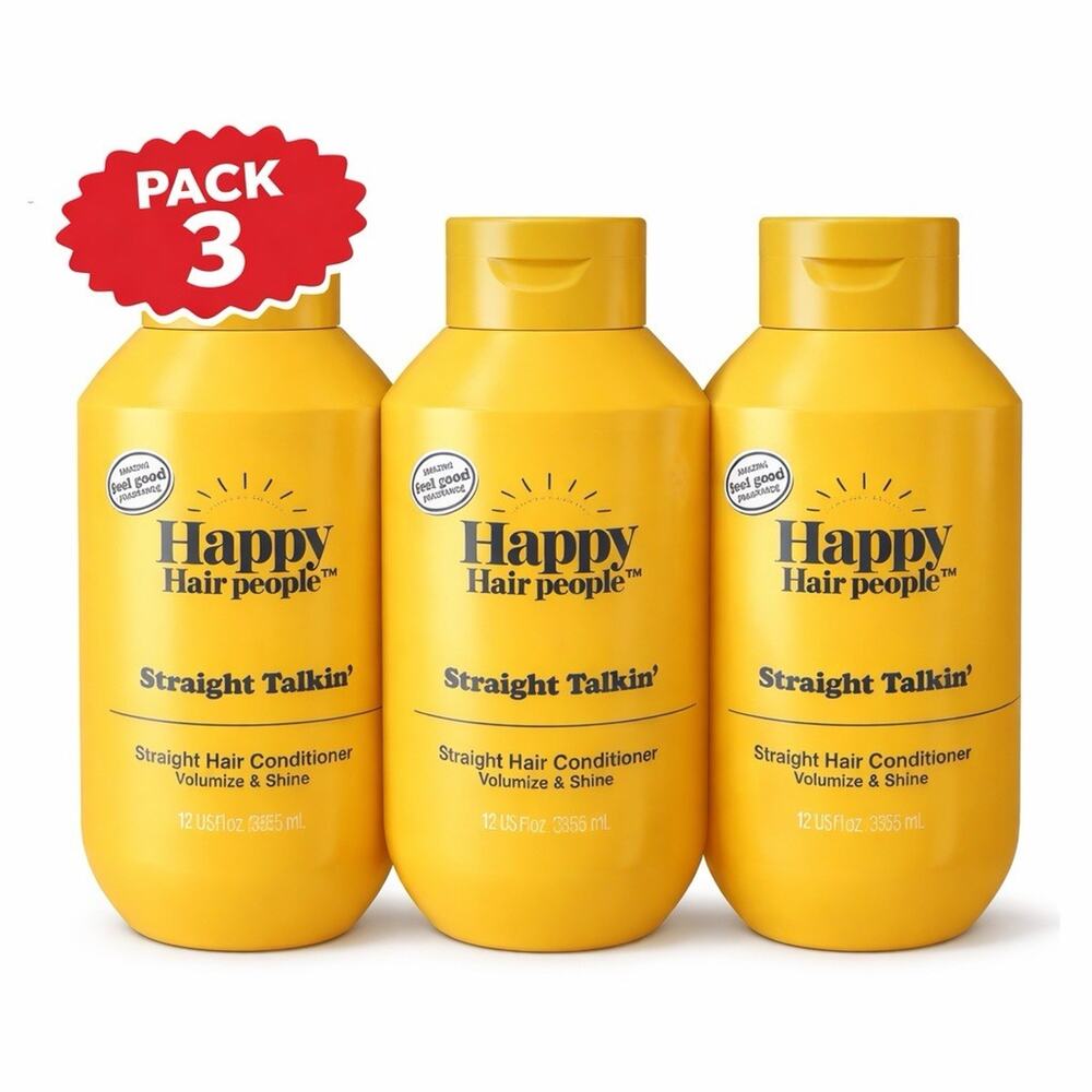 Pack 3 - Happy Hair People STRAIGHT TALKIN' conditioner, 12 fl oz